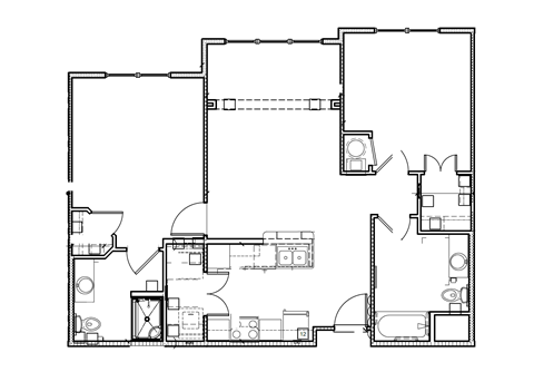 Floor plan for 2 beds, 2 baths